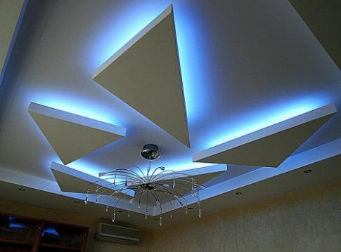 Подсветка на потолке из гипсокартона